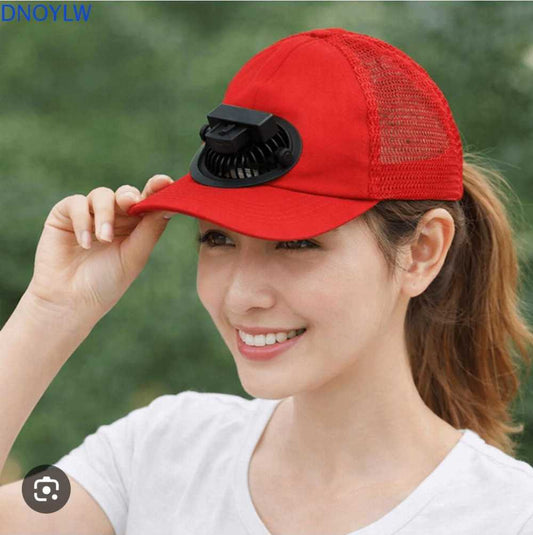 Summer Fan Sunhat – Breathable Mesh Cap with USB Type-C Charging Fan